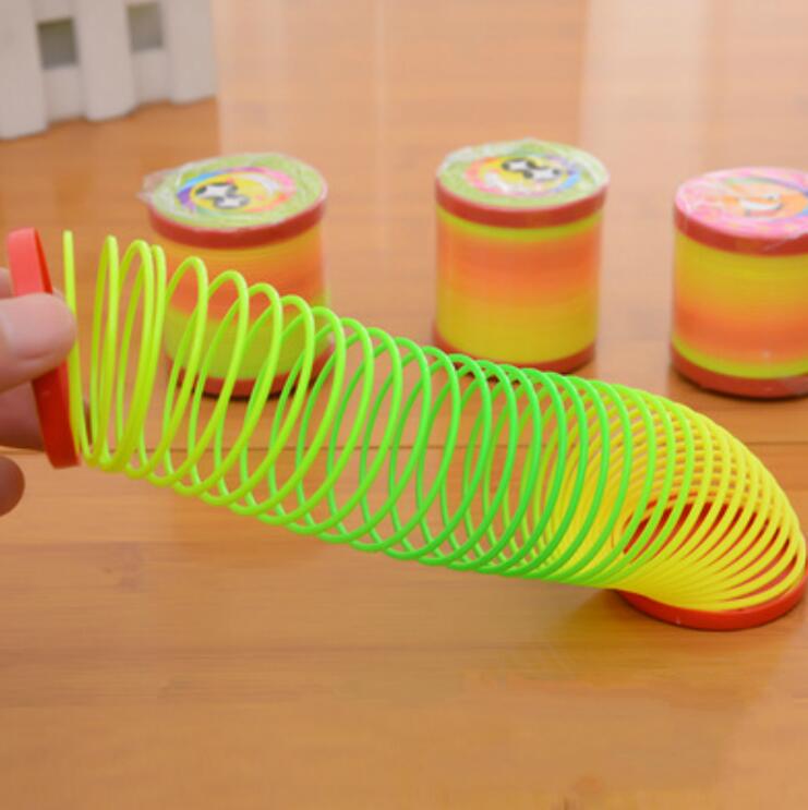 1PCS Colorful Rainbow Plastic Spring Toy Walking Magic Circle Stretchy Kids