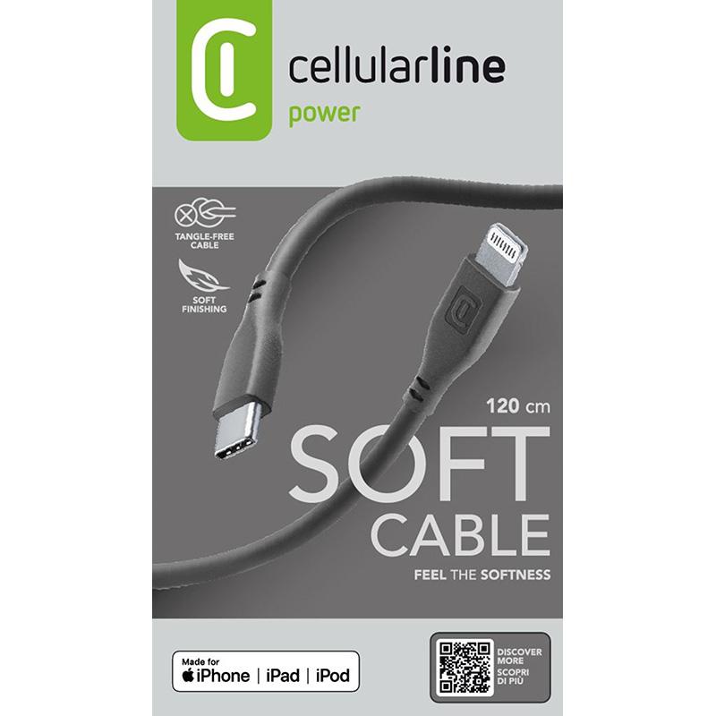 Cellularline Soft Cable - USB-C to USB-C Cable 1.2 (Gray)