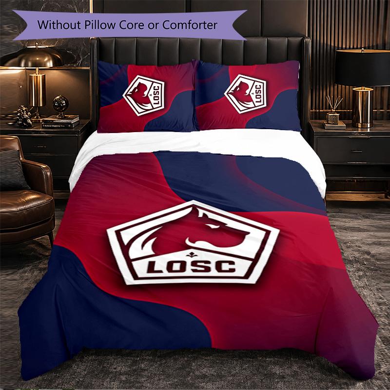 LOSC Lille FC Themed Bedding 3Pcs Duvet Cover Set Decorative Bed Linen For Teen Room Home Decoration