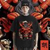 Japanese Mask Tee Oversized Milk Fiber T-shirt Retro Men Tops  Shirt Streetwear Loose Tshirt