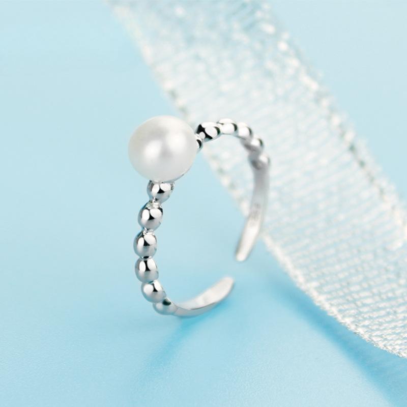 S925 Стерлингового Серебра Жемчуг Открытие Регулируемое Кольцо Простой Джокер Женские Серебряные Ювелирные Изделия