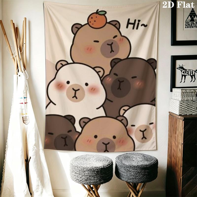 Capybara Wall Tapestry Aesthetic Wall Hanging Printed Fabric Blanket Decorative Tapestries for Bedroom Living Room Home Decor