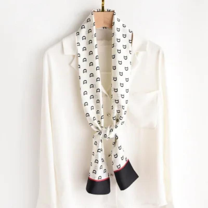 Хиджаб Натуральный Длинный Шелк Женский Принт Элегантные Шейные Платки Лента для Волос Головная Повязка Завязка Украшение Ручки Сумки Фуляр Воротник Косынка