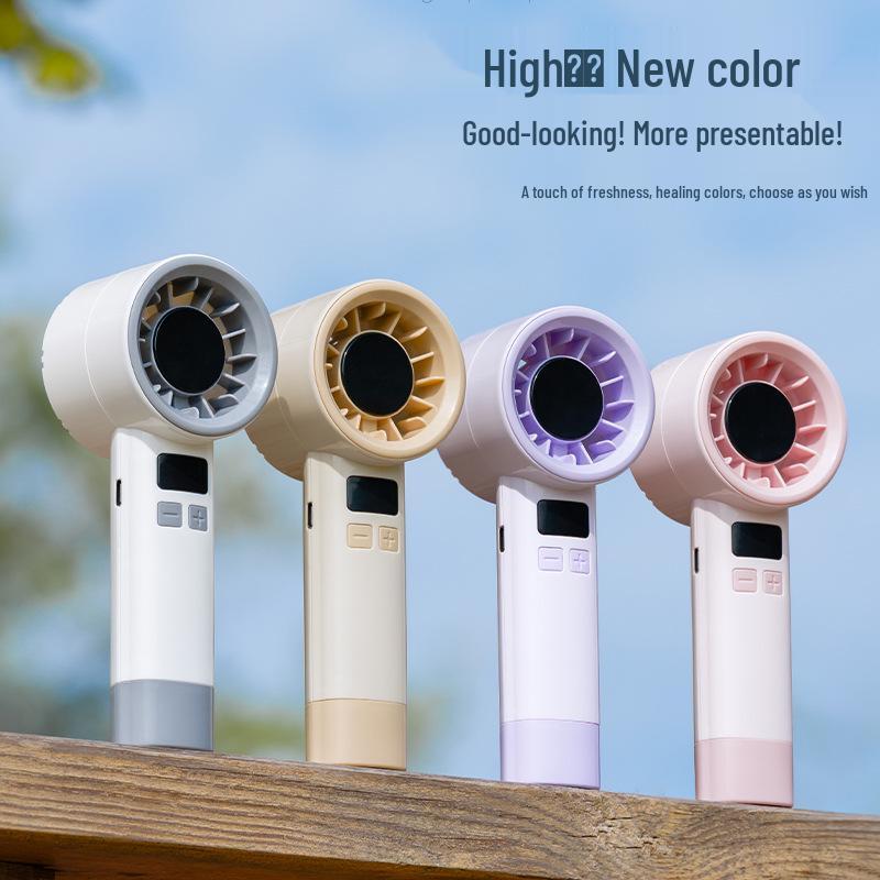 Compact USB Rechargeable High-Speed Digital Display Handheld Fan
