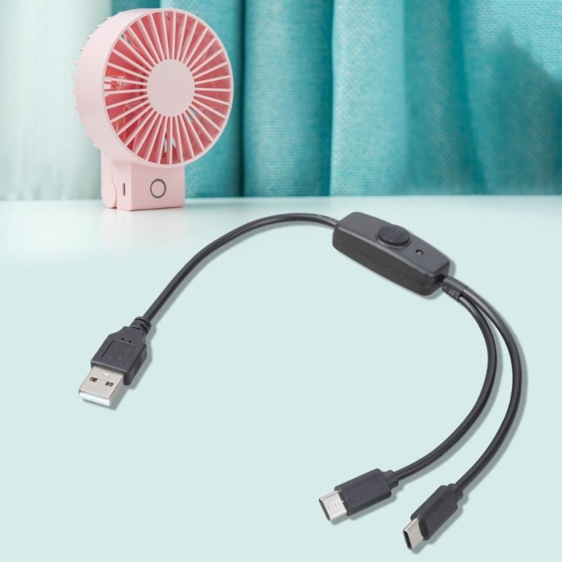 Double USB C Splitter Charge Cable Power 2 USB C Devices Multi USB Type C USB To Double Type C Charger Cable with Switches