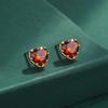 Трендовые серьги-гвоздики из золота 18 карат с рубиновым сердцем для женщин, красные серьги-гвоздики с геометрическим узором из стерлингового серебра с полным бриллиантом, оригинальные обручальные свадебные украшения
