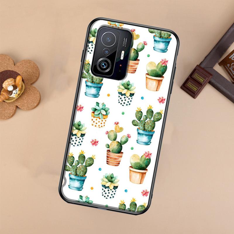 Милый Чехол-Горшок с Кактусом Для Xiaomi POCO X7 Pro X3 X5 X6 F3 F5 F6 M6 Pro 11T 12T 13T 14T Pro 13 14 Ultra