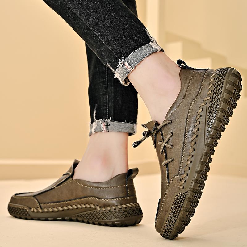 Мужская кожаная обувь, повседневная уличная обувь ручной работы