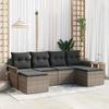 VidaXL 6-Piece Garden Sofa Set with Grey Cushions Poly Rattan 3345469