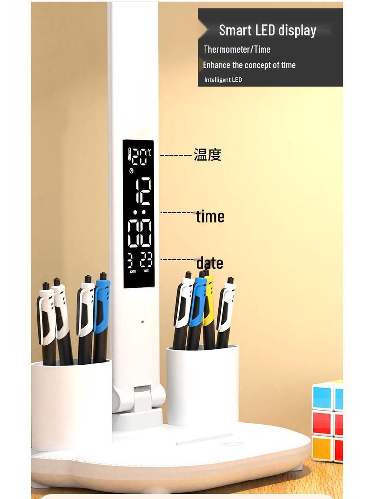 Multifunctional Desk Lamp with Eye Protection and Pen Holder for College Dorms