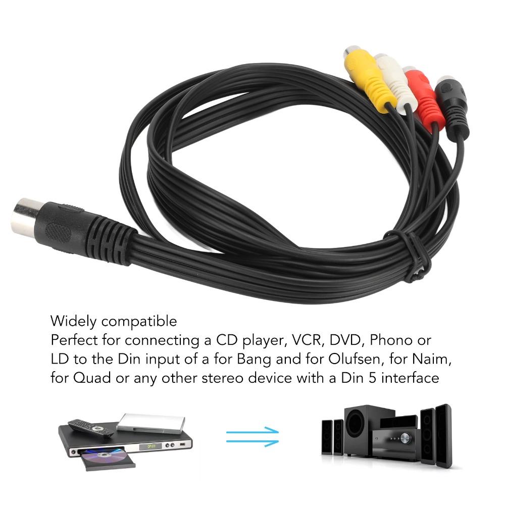 Plug and Play Audio Cable Connector 4.9ft DIN 5 Pin to 4RCA Cord  DVD