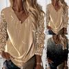 Женская мода с v-образным вырезом и длинными рукавами, пуловер, блузка