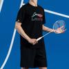 Li Ning Спортивный Повседневный Простой Однотонный С Буквами Пуловер с Круглым Вырезом Удобная Дышащая Футболка для Бадминтона Унисекс топы Черный AHSV055-1