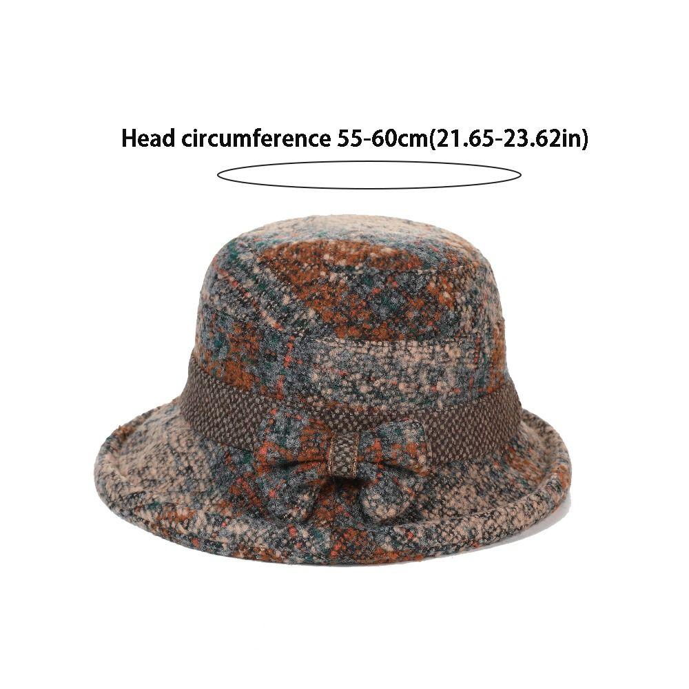 Tweed Women's Woolen Knitted Hat Windproof Bucket Hat Elegant Bowler Hat Outdoor Wear