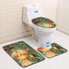 3D Painted Bathroom Toilet Three-Piece Floor Mat Door Mat Bathroom Carpet