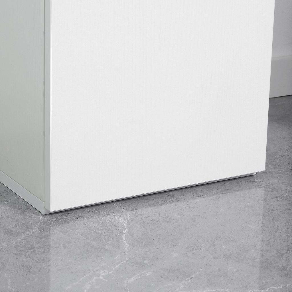 Bathroom Cabinet with Adjustable Shelf, 2 Closed Shelves and a Drawer in Wood, 30x28x180 cm, White