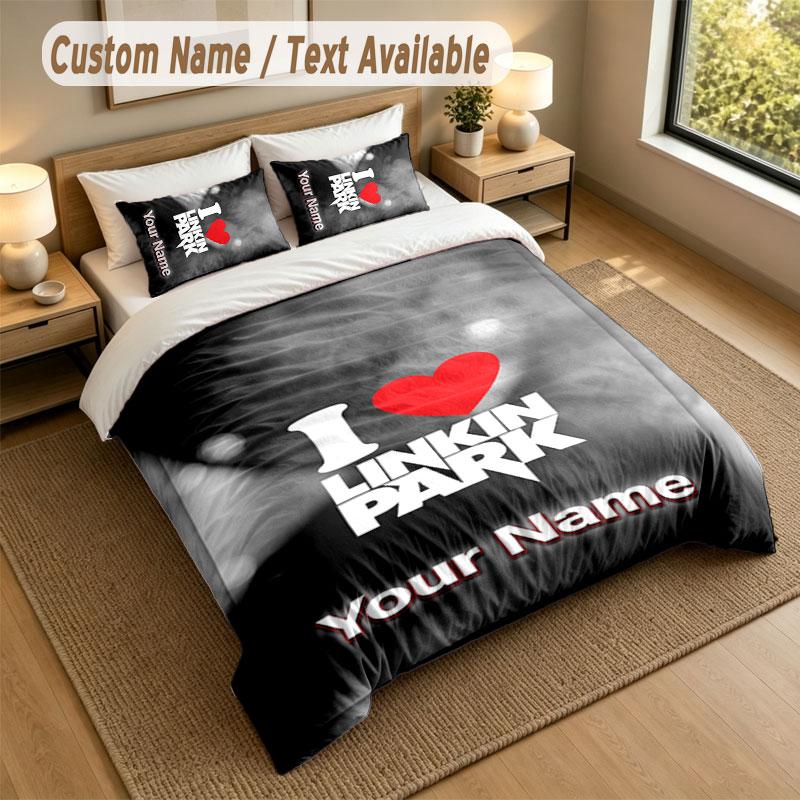 Bedding Set 1 Duvet Cover 2 Pillowcases Linkin Park Print Soft Bed Linen Bedroom Decor
