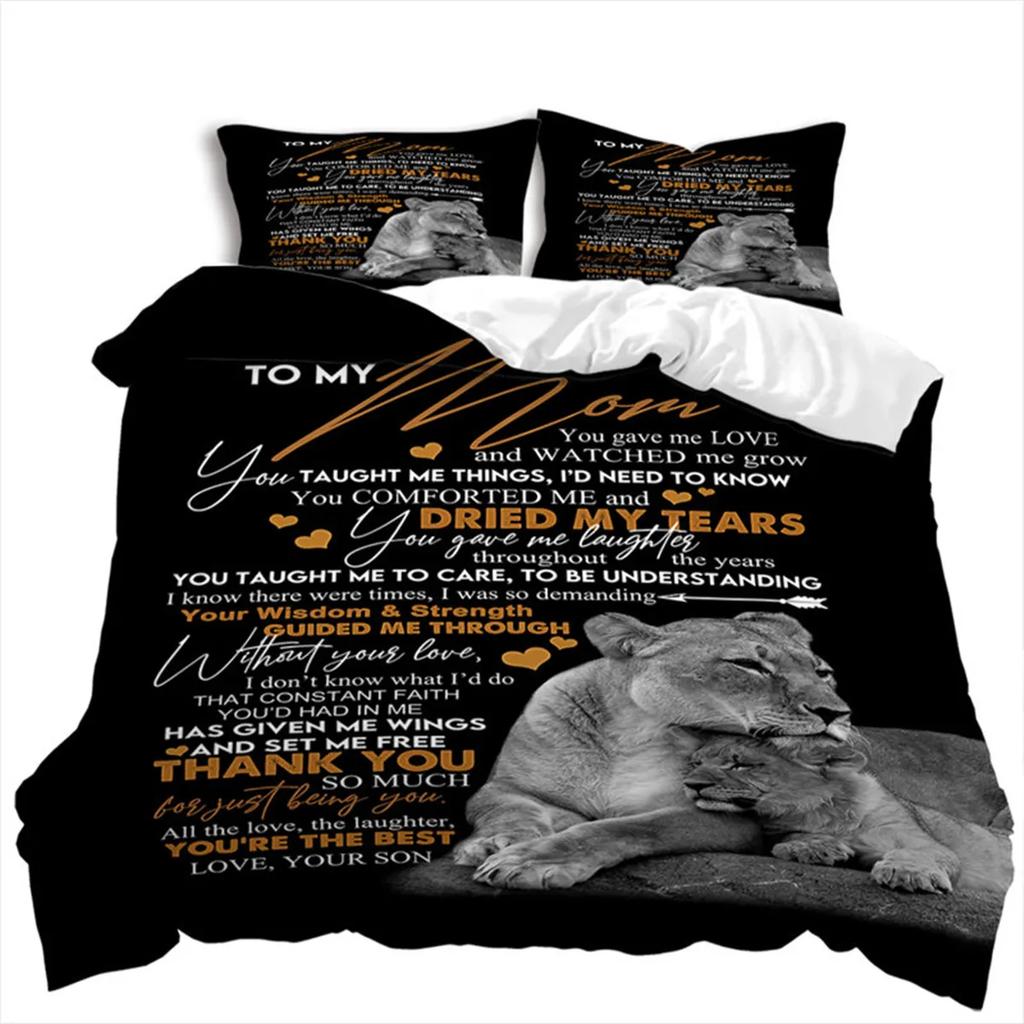 Letter Duvet Cover Abstract Word Print Wild Animal Theme The Meaningful Gift for Family and Friend Bedroom Decoration Queen Size