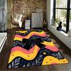 "Colorful Wave Pattern Carpet with Black Bow and Leaf Design" Suitable for use as an anti-slip for living room bedroom sofas