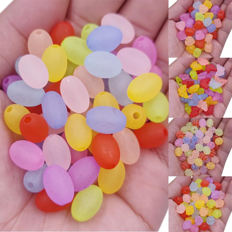 20Pcs Frosted Beads Heart Flower Butterfly Matte Loose Beads DIY Craft for Jewelry Bracelet Making