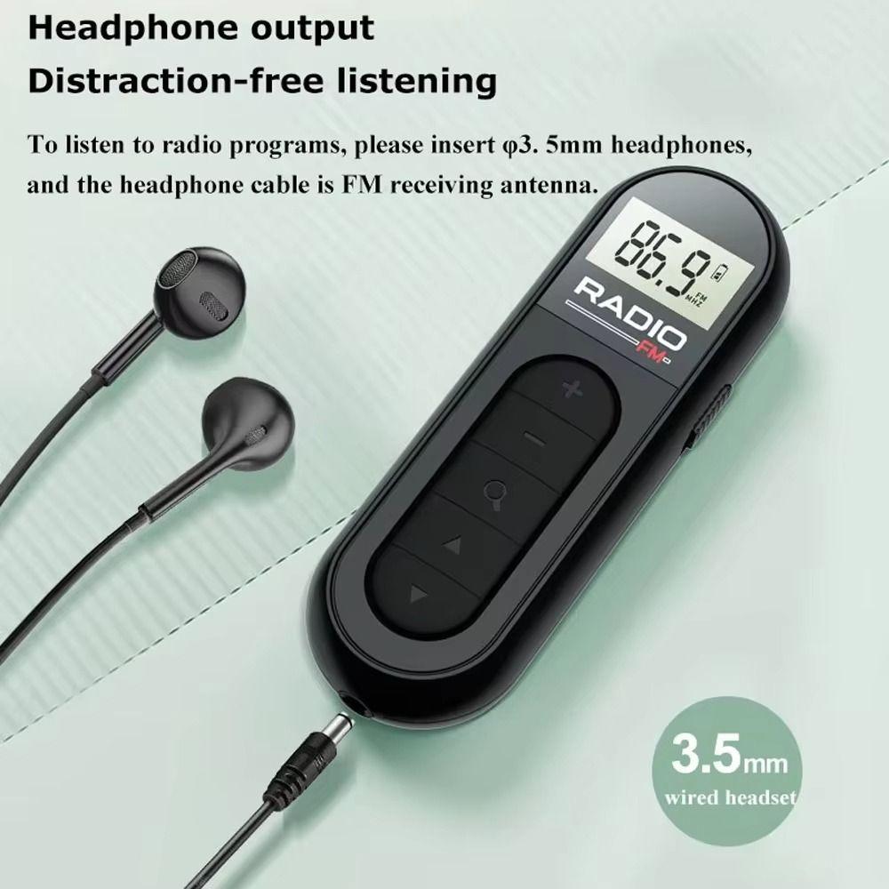 Rechargeable FM Portable Radio Best Reception Mini Clip FM Radio Pocket Radio Tours Running