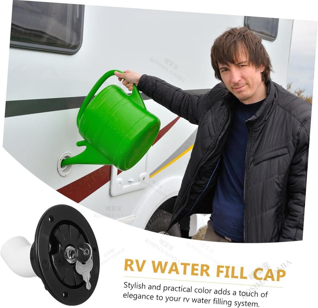 Exterior Hatch Black/White Round Gravity Water Inlet with Lock RV Accessories Caravan for RV Boat Camper Trailer Car Accessories