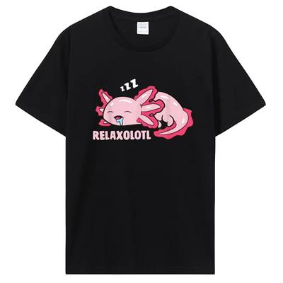 Милая футболка «Axolotl Lover», мексиканская саламандра Relaxolotl, эстетичная одежда с героями мультфильмов, футболки с графическим рисунком, хлопковая футболка унисекс
