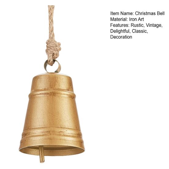 Rustic Bell Christmas Ornament Vintage Metal Decorative Bell Large Hanging Cow Bell Decoration for Mantel Table Centerpiece Winter Tree Garland Decor