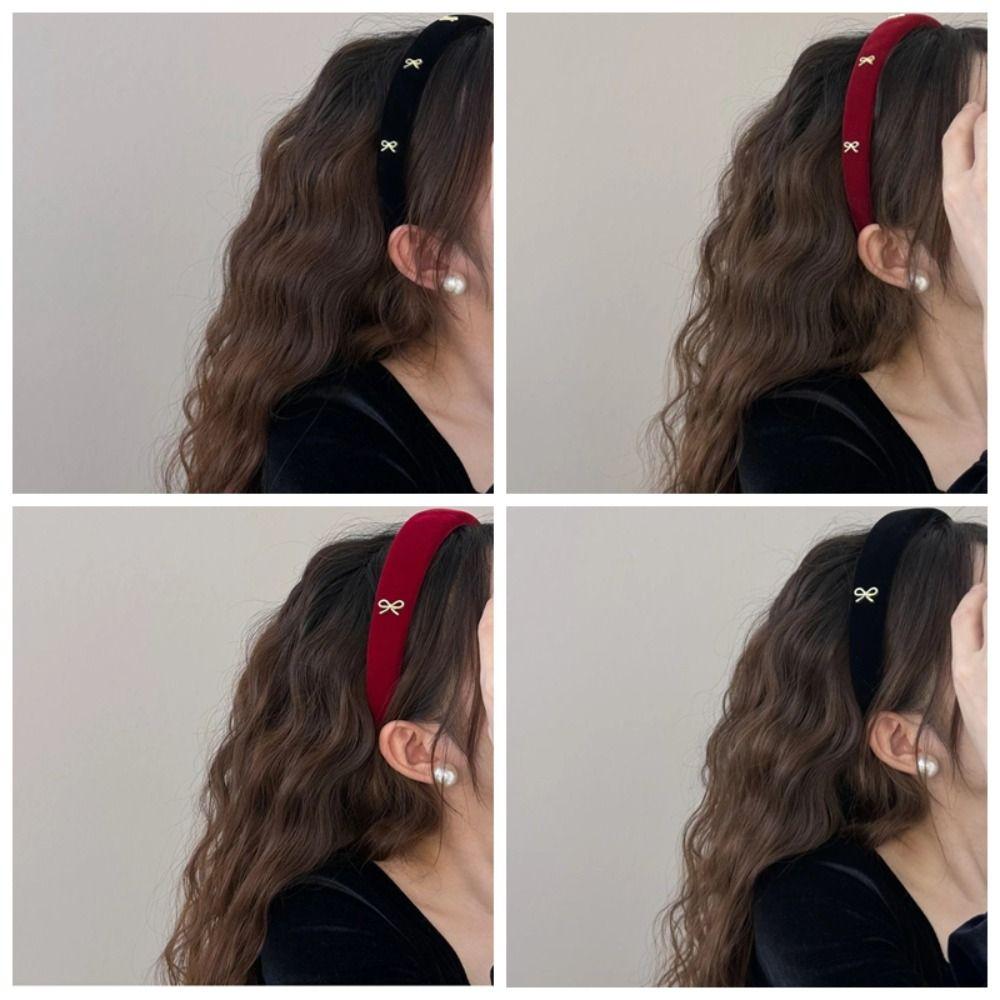 Velvet Hair Hoop Non Slip Velvet Hairband Elegant Bow Headband Fall Winter