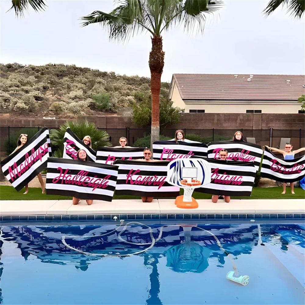 Striped Custom Name Beach Towel Bachelorette Trip Party Favors Personalized Pool Bath Towel Birthday Gift For Kids Adults