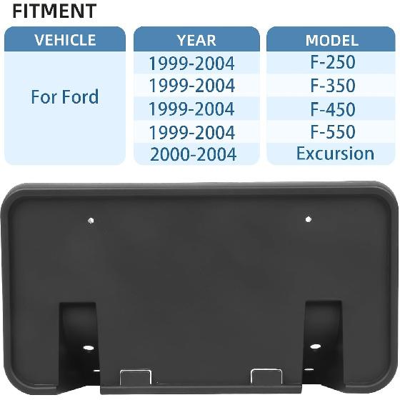 Replacement For Front Bumper License Plate Frame Bracket 1999-2004 Ford F250 F350 F450 F550 Super Duty 2000-2004 Ford Excursion F81Z-17A385-AA