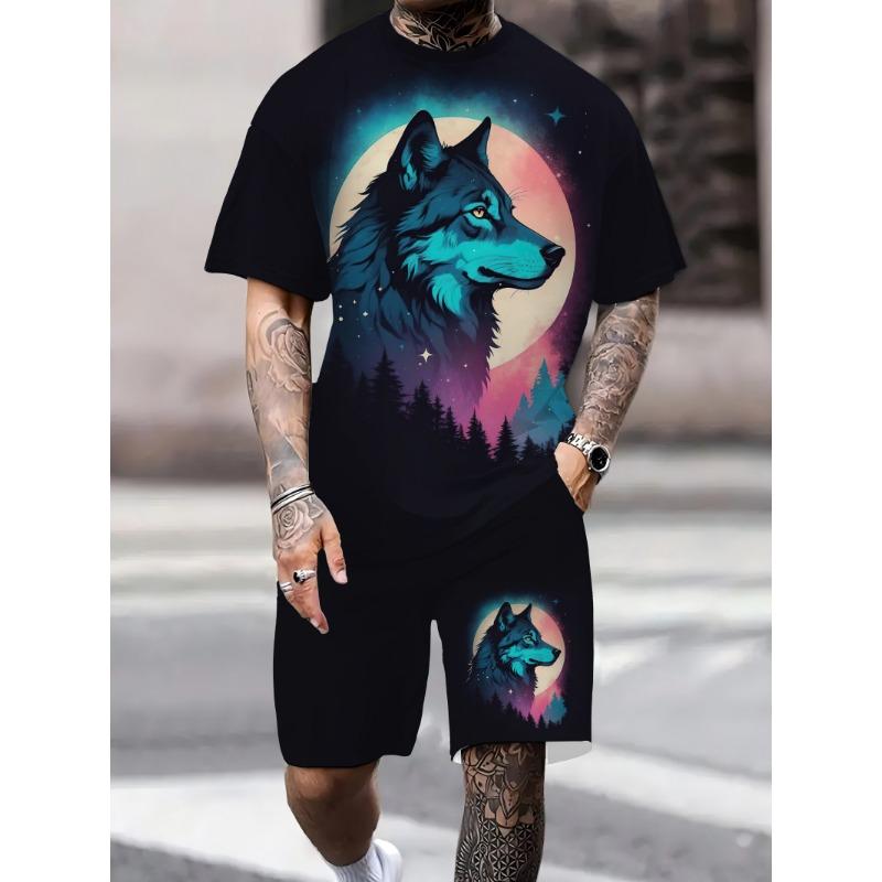 Летний повседневный мужской комплект из футболки и шорт, городская уличная мода, мужская одежда с коротким рукавом для активного отдыха