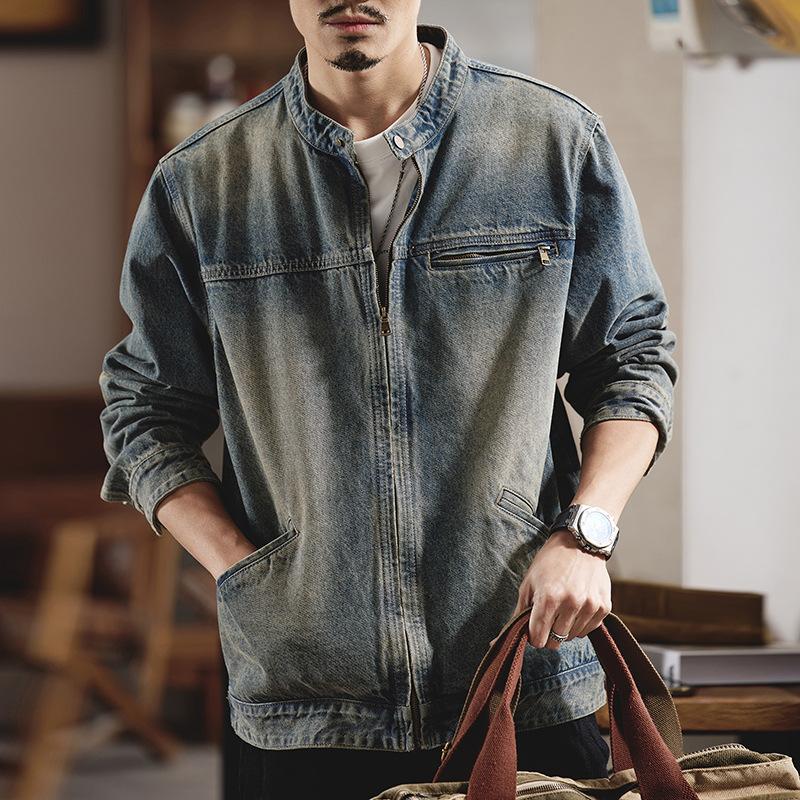 Men S Vintage Washed Loose Fit Denim Work Jacket