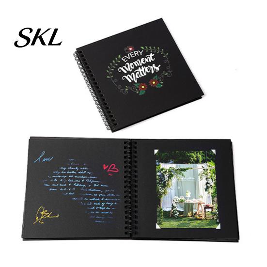 Family Photo Album Album, 6 Inch Cardboard with Black Paper Pages for DIY Memory Handmade Scrapbook Keeping, Portable Vintage Travel Celebrations,