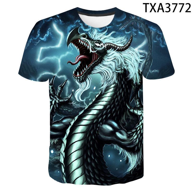 2022 Новые футболки с драконом, мужские футболки с 3D принтом мультфильма аниме, повседневные футболки с короткими рукавами для мальчиков, крутые футболки