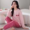Пижама женская из чистого хлопка с длинным рукавом, весенне-осенняя, свободная, повседневная, большого размера, для женщин, хлопковый комплект для дома