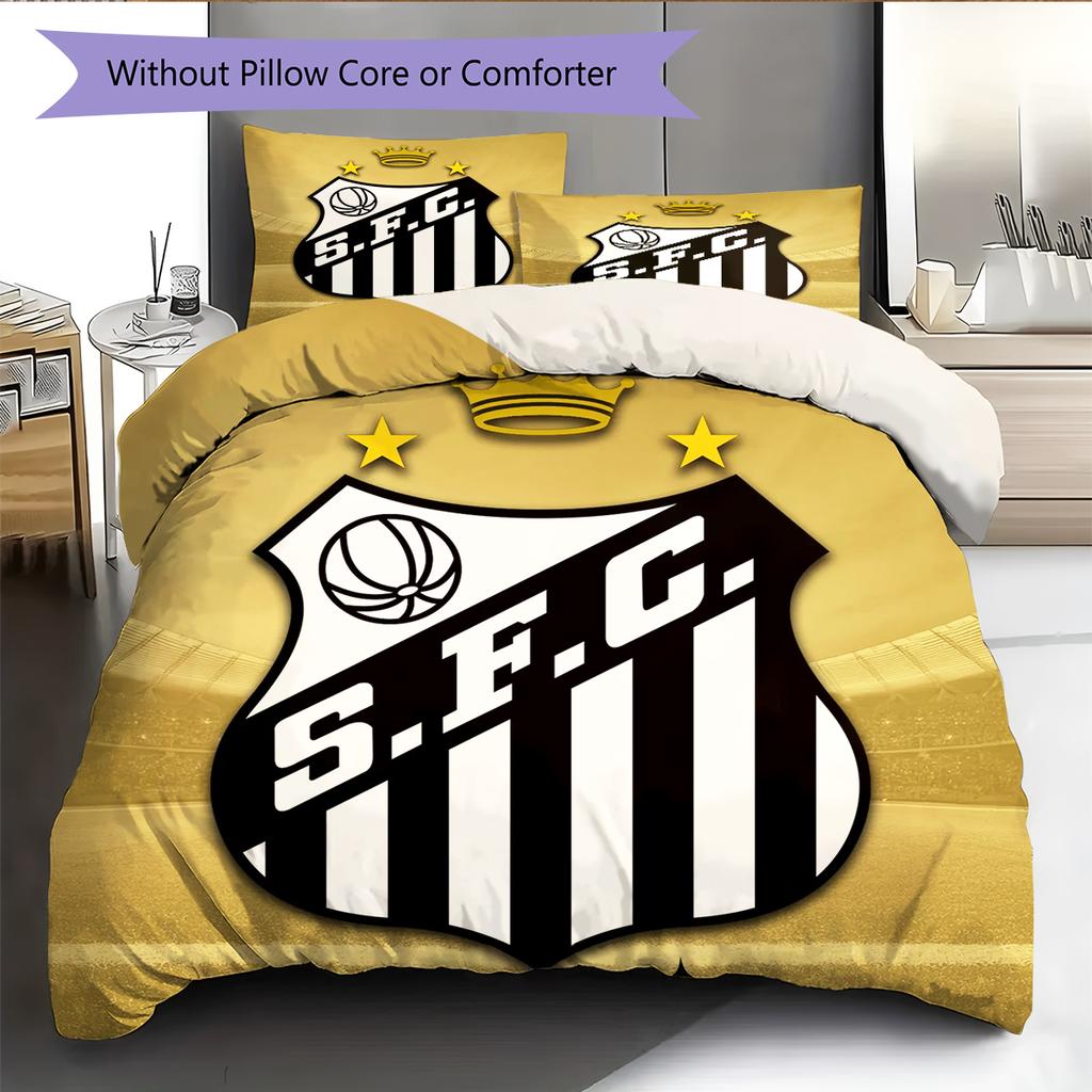 Santos FC Pattern Bedding Home Decoration Birthday Gift (1 * duvet cover + 2 * pillowcase, without core)