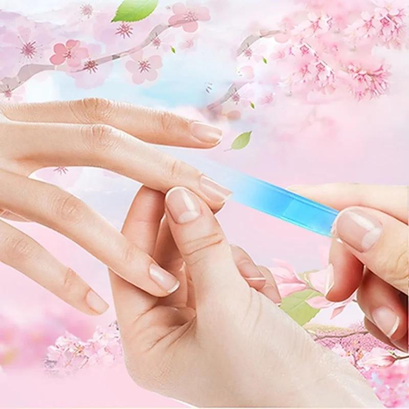 1шт цветная стеклянная пилочка для ногтей профессиональная полированная пескоструйная стеклянная пилочка для ногтей доступна с обеих сторон маникюрные инструменты