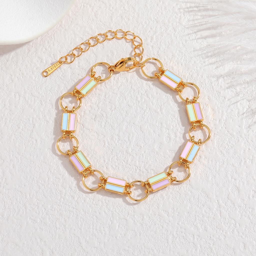 Stainless steel dolphin-shaped bead bracelet - simple dopamine-style line bracelet