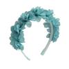 Soft Yarn Headband with Gauze Flowers Faux Pearls Decor Romantic Style Elastic Crown Hairband Parties Weddings Daily Wear
