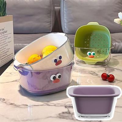Двухслойная корзина для слива Мини-фруктовая тарелка Новая корзина для мытья фруктов Бытовая