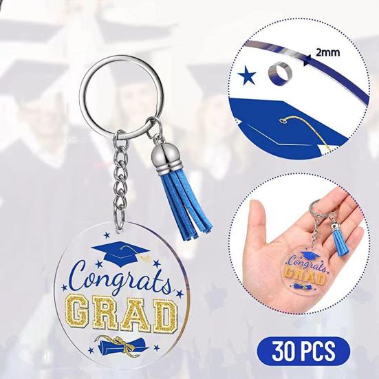 30 шт. Акриловые брелки для ключей с выпускным, поздравляю с выпускным, с кисточкой, класс