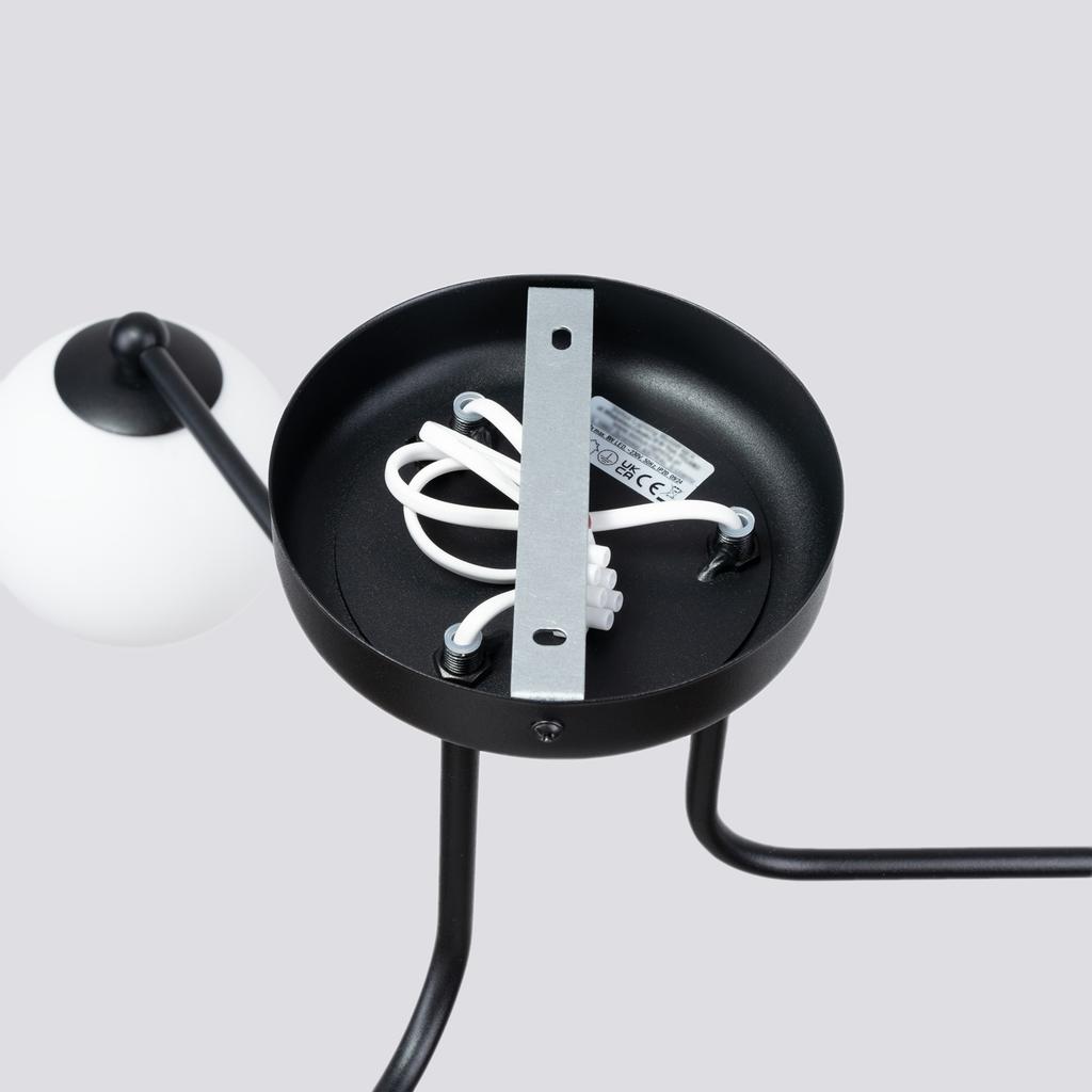 Lampa Sufitowa Nowoczesna Czarna Szklane Białe Kule Do Salonu Przedpokoju 3Xg9 8W Astral Sollux Lighting