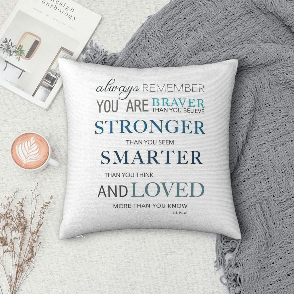 Braver Stronger Smarter Square Pillowcase Polyester Linen Velvet Pattern Zip Decor Throw Pillow Case Home Cushion Cover 45X45