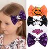 Хэллоуинские заколки для волос для девочек 5 дюймов Заколки-банты для волос с тыквами Заколки-демоны для фестиваля для девочек Детские аксессуары для волос