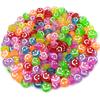 Creative 50Pcs 7mm Mixed Color Creative Round Flat Smile Loose Beads Fashion DIY Jewelry Accessories for Earrings Necklace Making