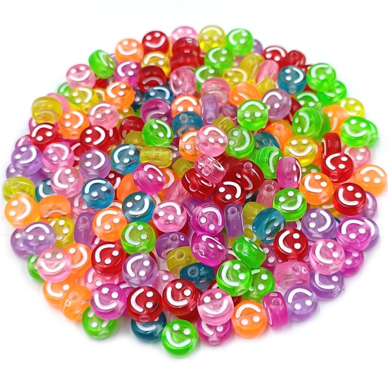 Высококачественные круглые плоские креативные бусины Smile 50 шт. 7 мм для сережек, ожерелий, смешанных цветов, аксессуары для ювелирных изделий своими руками, свободные бусины