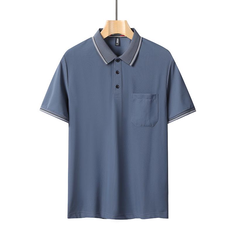 Рубашка поло из ледяного шелка: Мужской летний топ с коротким рукавом для людей среднего возраста (30-50 лет)