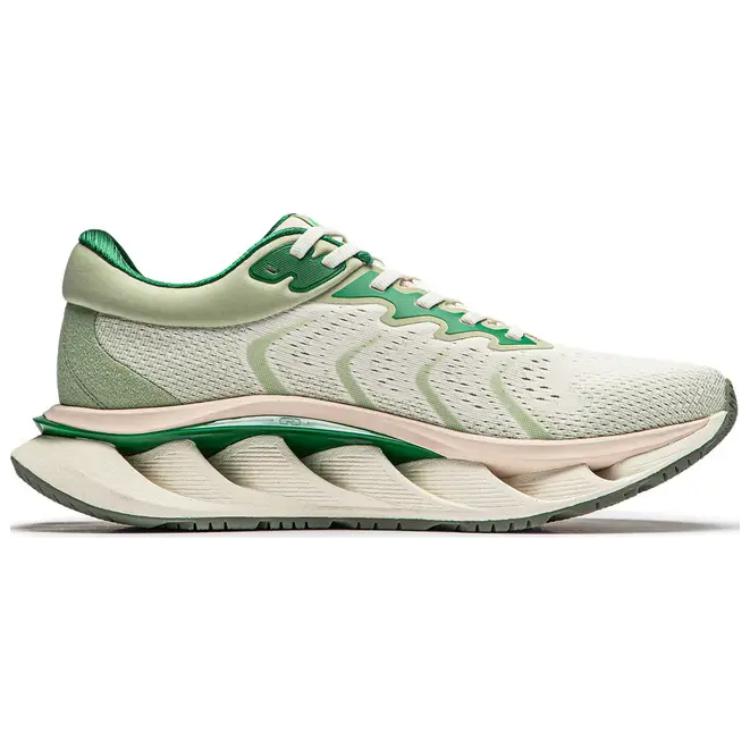 Li Ning Амортизация, Износостойкие Низкие Повседневные Беговые Кроссовки Мужские Бело-Зеленые AZGU005-5