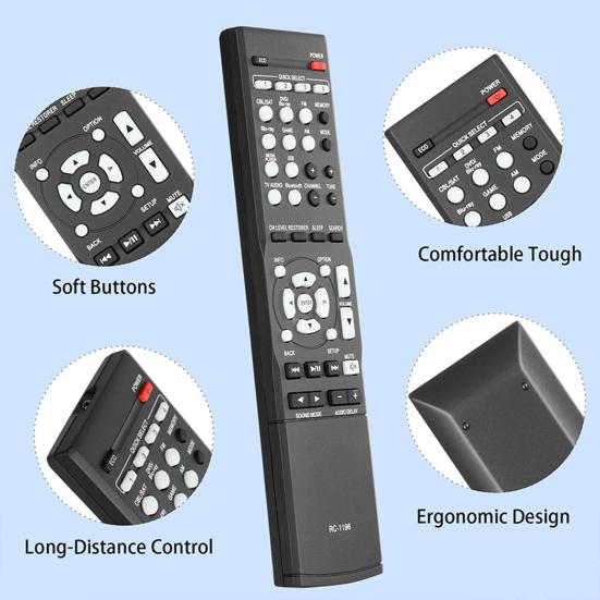 Пульт дистанционного управления RC-1196 Замена для AV-ресивера Denon Простая настройка Эргономичный Смарт-чипсет Пульт дистанционного управления AV-ресивером для домашнего кинотеатра